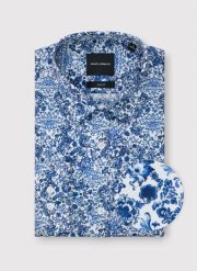 PAKO LORENTE - Koszula męska w niebieskie kwiaty. Niebieskie koszule męskie Pako Lorente, m, bez wzorów, z bawełny, klasyczne, bez kołnierzyka, bez ramiączek. Za 299.99 zł.