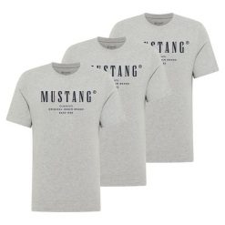 3PAK Męski T-Shirt Mustang Style Alex Mid Grey Mélange 1017330 4140. Szare t-shirty męskie Mustang, m, bez wzorów, bez kołnierzyka, bez ramiączek. W wyprzedaży za 119.99 zł.