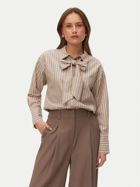 Vero Moda Koszula Islunn 10342449 Beżowy Regular Fit. Brązowe koszule damskie Vero Moda, m, bez wzorów, z bawełny, bez kołnierzyka, bez ramiączek. Za 179.99 zł.