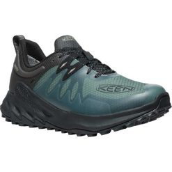 Keen Zionic WP męskie - niskie buty wodoodporne Dark Forest/Black. Czarne buty zimowe męskie 909, bez wzorów, bez obcasa, bez zapięcia. Za 567.99 zł.