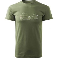 Topslang Koszulka VW Golf 4 z samochodem Golf 4 męska khaki REGULAR L. Brązowe swetry męskie Topslang, l, bez wzorów, bez kołnierzyka, bez ramiączek. Za 99.90 zł.