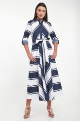 Sukienka midi w paski JOSEPH RIBKOFF. Sukienki damskie Joseph Ribkoff, s, bez wzorów, bez kołnierzyka, bez ramiączek, midi. Za 1,179.00 zł.