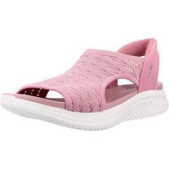 Sandały SKECHERS 119805S Rose. Czerwone sandały damskie Skechers, bez wzorów, z tkaniny, bez obcasa, bez zapięcia. Za 269.99 zł.