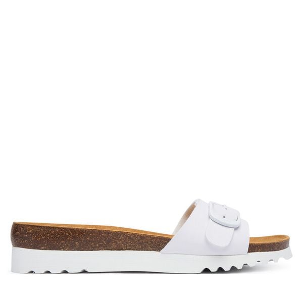 Klapki Scholl. Białe klapki damskie Scholl, bez wzorów, bez obcasa, bez zapięcia. Za 230.99 zł.