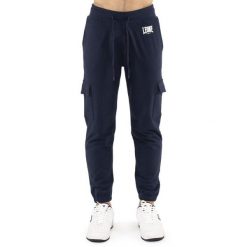 Spodnie dresowe oddychający oddychający z bawełna z elastyczny pas na co dzień. Niebieskie spodnie materiałowe męskie LEONE 1947 APPAREL, bez wzorów, z bawełny. Za 136.83 zł.