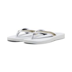 Damskie klapki Sandy Flip PUMA White Gold. Białe klapki damskie Puma, bez wzorów, sportowe, bez obcasa, bez zapięcia. Za 77.99 zł.