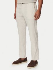 BOSS Chinosy Sanderson-L-3 50559595 Beżowy Regular Fit. Brązowe eleganckie spodnie męskie Boss, bez wzorów, ze lnu. Za 679.99 zł.