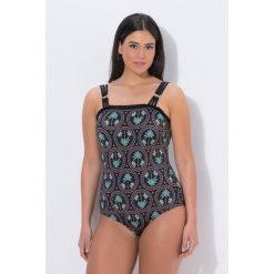 Damskie Strój kąpielowy palmy okrągły dekolt miękkie miseczki z recyklingu. Czarne stroje kąpielowe damskie Ulla Popken, plus size, bez wzorów, z elastanu. Za 239.99 zł.