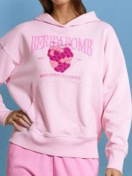 Bluza z nadrukiem - różowy. Czerwone bluzy damskie Sinsay, l, bez wzorów, bez ramiączek, bez kaptura. Za 59.99 zł.
