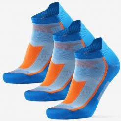 Biegowe Skarpetki Pro Niski Krój 3-Pack Niebiesko-Pomarańczowe 39-42. Brązowe skarpety męskie ZEAGLE, bez wzorów, z elastanu. Za 145.99 zł.