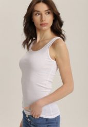 Biały Top Bawełniany Ianmaer. Białe topy damskie Renee, xl, bez wzorów, z bawełny, bez kołnierzyka, bez ramiączek. Za 9.99 zł.