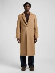 MĘSKI PŁASZCZ LEE LONG WOOL CAR COAT CAMEL 112371316. Brązowe płaszcze męskie Lee, m, bez wzorów, bez kołnierzyka, bez kaptura. Za 299.99 zł.