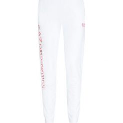Spodnie EA7 EMPORIO ARMANI. Białe spodnie dresowe damskie EA7 Emporio Armani, bez wzorów, z dresówki. W wyprzedaży za 252.00 zł.