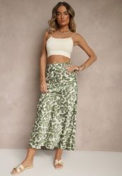 Zielono-Beżowa Panterkowa Spódnica z Wiskozy High Waist Fevirellea. Zielone spódnice damskie Renee, na co dzień, m, bez wzorów, z wiskozy, eleganckie, z podwyższonym stanem, maxi, dopasowane. Za 44.99 zł.
