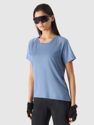 4F Koszulka rowerowa damska - niebieska L. Niebieskie koszulki sportowe damskie 4F, l, bez wzorów, z dzianiny, bez ramiączek, rowerowe. W wyprzedaży za 59.99 zł.