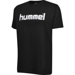Koszulka sportowa z krótkim rękawem męska Hummel Cotton Logo. Zielone koszulki sportowe męskie Hummel, m, bez wzorów, bez ramiączek, do piłki nożnej. Za 59.00 zł.