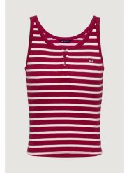 Tommy Jeans Top DW0DW19492 Czerwony Slim Fit. Czerwone topy damskie Tommy Jeans, l, bez wzorów, z bawełny, bez kołnierzyka, bez ramiączek. Za 89.99 zł.
