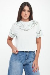 T-shirt damski ażurowy TWINSET. T-shirty damskie Twinset Milano, s, w ażurowe wzory, bez kołnierzyka, bez ramiączek. Za 649.00 zł.