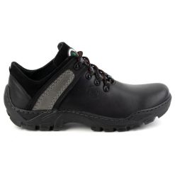 Olivier Skórzane buty trekkingowe męskie 311GT czarne. Czarne trekkingi męskie ze skóry, bez zapięcia. Za 351.82 zł.