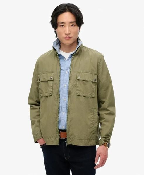 Superdry Kurtka Essentials Zip Thru z bawełny. Zielone kurtki męskie Superdry, m, bez wzorów, z bawełny, bez kaptura. Za 335.30 zł.