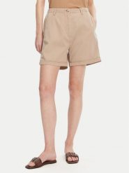 Tommy Hilfiger Szorty materiałowe WW0WW44762 Beżowy Regular Fit. Brązowe szorty damskie Tommy Hilfiger, bez wzorów, z bawełny. Za 309.99 zł.
