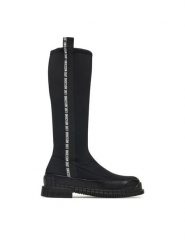 LOVE MOSCHINO Kozaki JA26103G1PIM400A Czarny. Czarne kozaki damskie Love Moschino, bez wzorów, z materiału, bez obcasa, na płaskiej podeszwie, bez zapięcia. Za 1,099.00 zł.