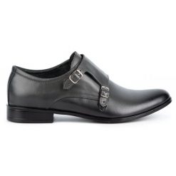 Olivier Skórzane buty wizytowe Monki 287LU szare. Szare buty wizytowe męskie bez wzorów, z jeansu, bez obcasa, bez zapięcia. Za 367.89 zł.