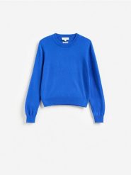 Sweter z wełny merino - niebieski. Niebieskie swetry nierozpinane damskie Reserved, l, bez wzorów, z wełny, bez kołnierzyka, bez ramiączek. Za 199.99 zł.