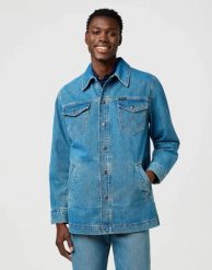 MESKA KURTKA JEANSOWA WRANGLER WRANGE JACKET IRON FORGE 112371445. Kurtki męskie Wrangler, m, bez wzorów, z jeansu, bez kaptura. Za 389.99 zł.