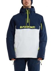 Kurtka narciarska męska Burnaby Logo Anorak. Niebieskie kurtki sportowe męskie FUNDANGO, l, bez wzorów, z poliamidu, bez kaptura, narciarskie. Za 349.00 zł.
