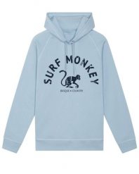 Bluza z bawełny organicznej –zakrzywione – z kapturem /dla dorosłych (niebieska). Niebieskie bluzy damskie SURF MONKEY, m, bez wzorów, z bawełny, klasyczne, bez ramiączek, z kapturem. Za 345.00 zł.