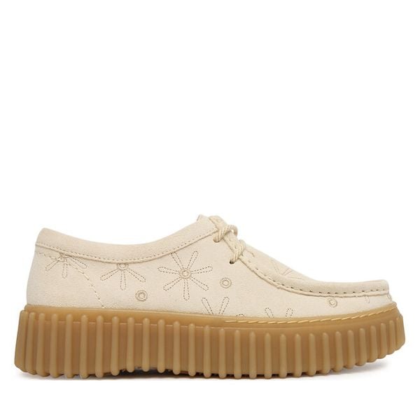 Półbuty Clarks. Białe półbuty damskie Clarks, bez wzorów, bez obcasa, na płaskiej podeszwie, bez zapięcia. Za 322.99 zł.