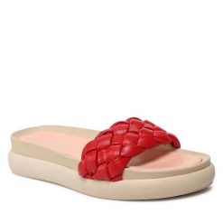 Klapki Baldaccini. Czerwone klapki damskie Baldaccini, bez wzorów, bez obcasa, bez zapięcia. Za 219.99 zł.