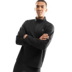 Męska bluza treningowa z suwakiem pod szyją Fitness Siroko Inter. Czarne bluzy męskie SIROKO, m, bez wzorów, z materiału, bez ramiączek, bez kaptura. Za 169.00 zł.