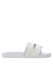 Calvin Klein Jeans Klapki Slide Instituitional Mtr YW0YW01508 Biały. Białe klapki damskie Calvin Klein Jeans, bez wzorów, z jeansu, bez obcasa, bez zapięcia. Za 219.99 zł.