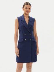 Guess Sukienka koktajlowa W4YK25 KBJP2 Granatowy Regular Fit. Niebieskie sukienki damskie Guess, xl, z aplikacjami, z syntetyku, wizytowe, bez kołnierzyka, bez ramiączek. Za 329.99 zł.