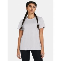 Koszulka fitness damska UNDER ARMOUR 1384230 z krótkim rękawem. Szare koszulki sportowe damskie Under Armour, xl, bez wzorów, bez ramiączek, na fitness i siłownię. Za 73.99 zł.