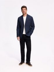 Marynarka regular fit - granatowy. Niebieskie garnitury męskie Reserved, l, bez wzorów, z tkaniny. Za 359.99 zł.