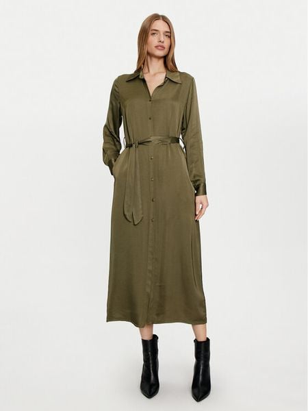 Haveone Sukienka koszulowa AWG-M017 Zielony Regular Fit. Zielone sukienki damskie Haveone, l, bez wzorów, z wiskozy, bez kołnierzyka, bez ramiączek, koszulowe. Za 349.99 zł.