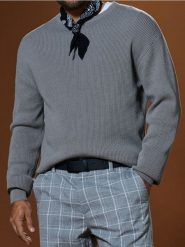 Sweter - szary. Szare swetry męskie Sinsay, l, bez wzorów, z bawełny, bez kołnierzyka, bez ramiączek. Za 29.99 zł.