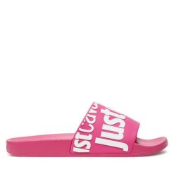 Klapki Just Cavalli. Czerwone klapki damskie Just Cavalli, bez wzorów, bez obcasa, bez zapięcia. Za 299.99 zł.