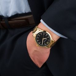 Zegarek męski bransoleta duży solidny złoty klasyczny premium Beltimore BT02. Żółte zegarki męskie bez wzorów, złote. Za 149.99 zł.
