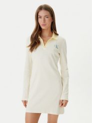 Calvin Klein Jeans Sukienka codzienna Monologo LV047F839G Żółty Regular Fit. Żółte sukienki damskie Calvin Klein Jeans, na co dzień, xl, bez wzorów, z bawełny, bez kołnierzyka, bez ramiączek, proste. Za 369.99 zł.