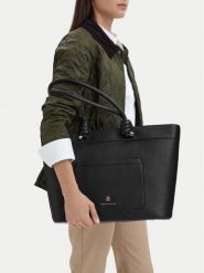 Beverly Hills Polo Club Torebka EO-BHPC-C-016-10 Czarny. Czarne shopperki damskie Beverly Hills Polo Club, bez wzorów, ze skóry, bez dodatków. Za 299.99 zł.