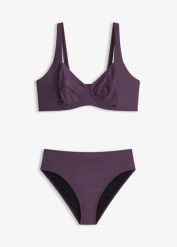 Bikini minimizer z figami z wysokim stanem lekko modelującymi sylwetkę (komplet 2-cz.). Czarne bikini bonprix, bez wzorów. Za 99.99 zł.