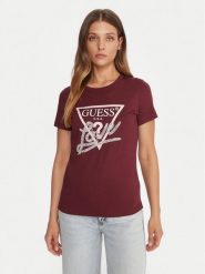 Guess T-Shirt W5YI40 I3Z14 Czerwony Regular Fit. Czerwone t-shirty damskie Guess, s, z aplikacjami, z bawełny, bez kołnierzyka, bez ramiączek. Za 179.99 zł.