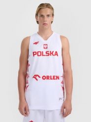 4F Koszulka reprezentacyjna z możliwością personalizacji męska 4F x PZKOSZ - biała 4XL. Białe koszulki sportowe męskie 4F, l, bez wzorów, z materiału, bez ramiączek, do koszykówki. W wyprzedaży za 139.99 zł.