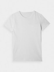 4F T-shirt slim gładki damski - biały M. Białe t-shirty damskie 4F, m, bez wzorów, z bawełny, klasyczne, bez kołnierzyka, bez ramiączek. Za 39.99 zł.