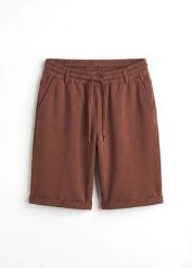 Bermudy dresowe z czystej bawełny organicznej. Brązowe spodnie dresowe damskie bonprix, bez wzorów, z bawełny. Za 77.99 zł.
