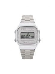Casio Zegarek Vintage A168WEM-7EF Srebrny. Szare, cyfrowe zegarki męskie Casio, bez wzorów, srebrne. Za 219.99 zł.